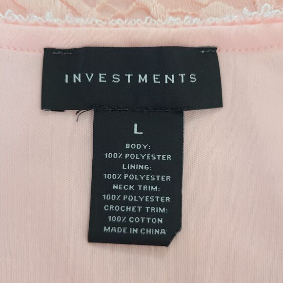 Investment Womens Size Large Floral Crochet Lace Overlay Peach Blouse 3/4 Sleeve - Picture 9 of 11